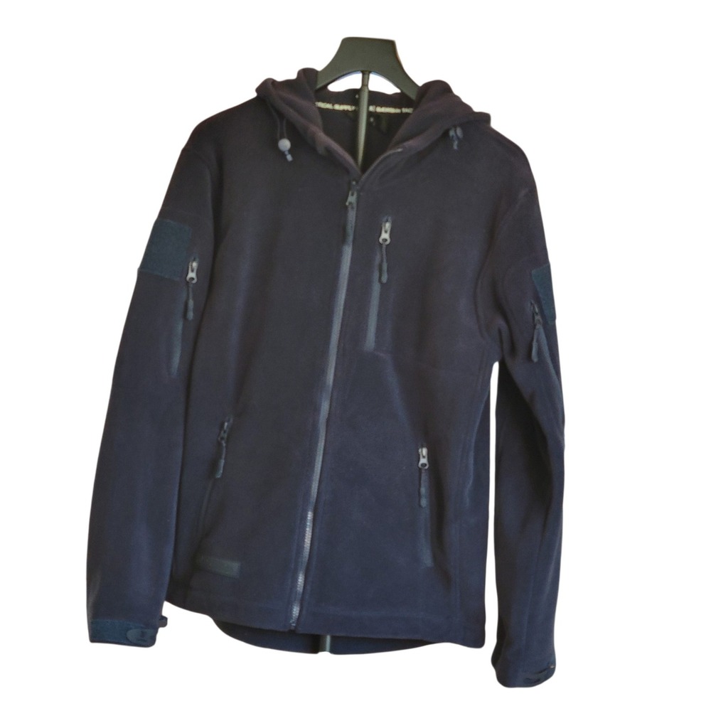 Baerskin Tactical Supply Mens Navy Blue Fleece Full Zip Hooded Jacket Small